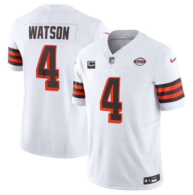 Men & Women & Youth Cleveland Browns #4 Deshaun Watson White 2024 F.U.S.E. With 2-Star C Patch 1946 Collection Vapor Untouchable Limited Stitched Jersey